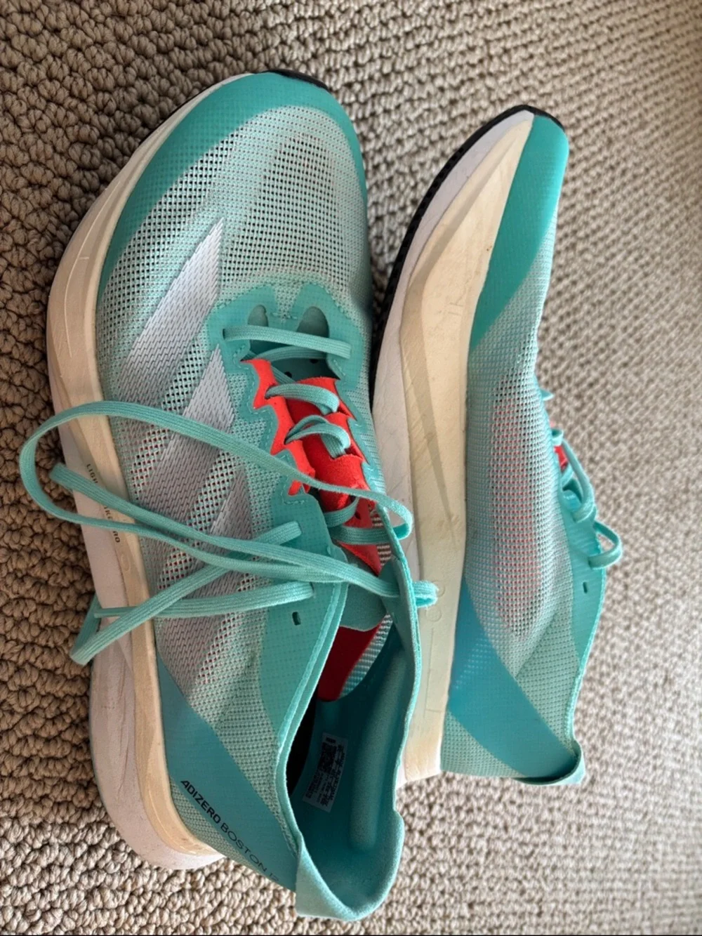 Adidas Women's Adizero Boston 12 Running 'Aqua Blue Cloud White' - Picture 5 of 6